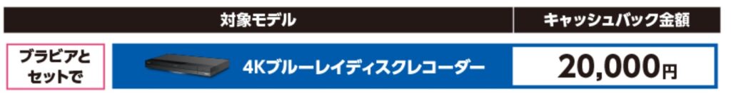 冬のキャッシュバック対象ブルーレイレコーダー