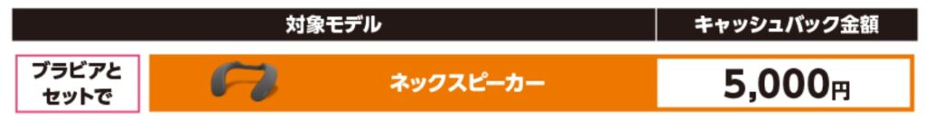 冬のキャッシュバック対象ネックスピーカー